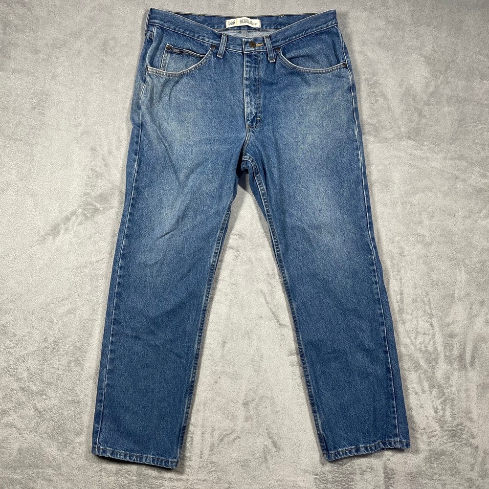 Lee Jeans Mens 36(34)x30(29) Blue Regular Fit Straight Leg Denim Pants 2008944
